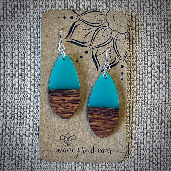 Modern Boho - Ellipse, 3 Colors - Wood/Resin Earrings