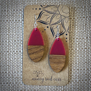 Modern Boho - Ellipse, 3 Colors - Wood/Resin Earrings