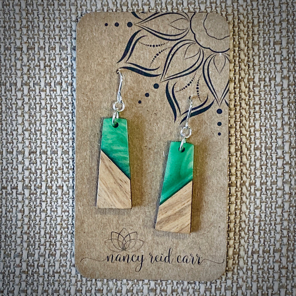 Modern Boho Collection - Trapezoid Drop Earrings Wood/Resin - 4 colors