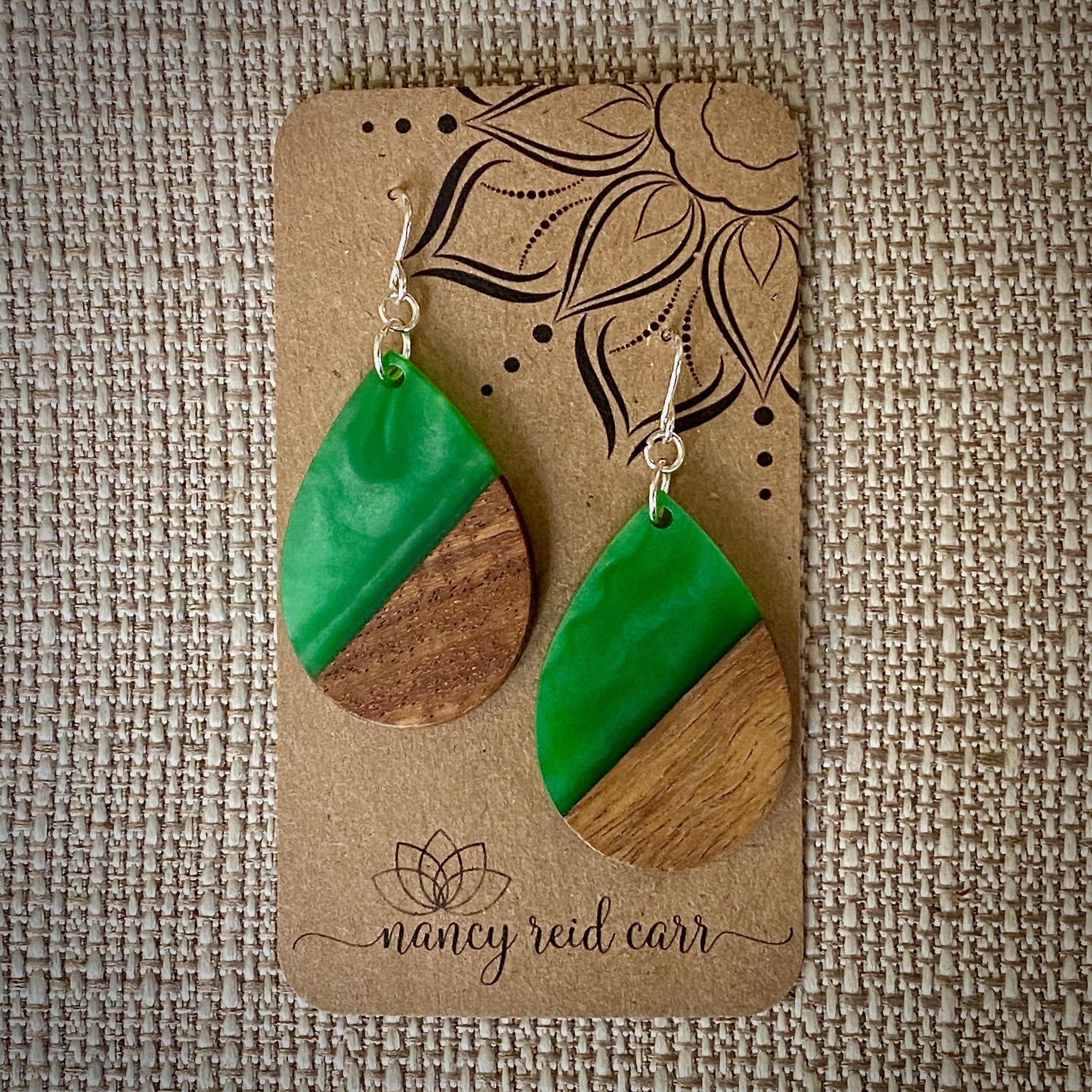 Modern Boho - Teardrop - Wood & Resin Drop Earrings