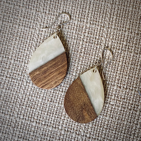 Modern Boho - Teardrop - Wood & Resin Drop Earrings