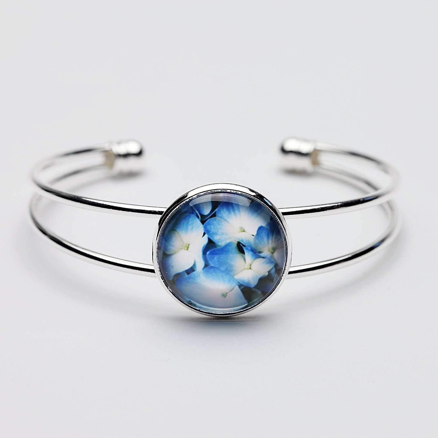 Blue Hydrangea - Bangle Bracelet